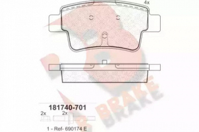 R BRAKE rb1740701 -  Комплект тормозных колодок, дисковый тормоз
